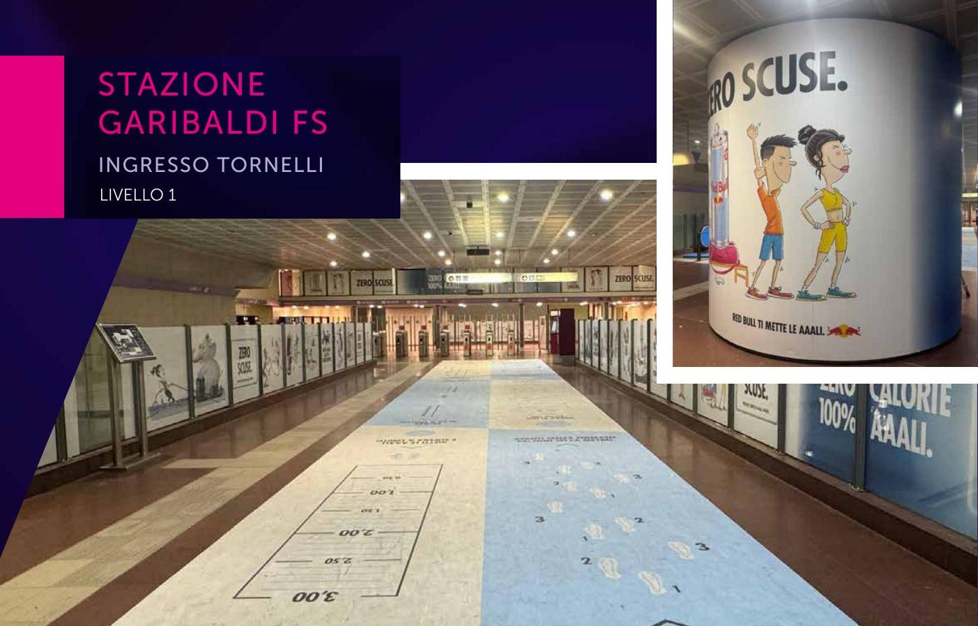 Stazione M5 Garibaldi FS — allestimento integrale Red Bull